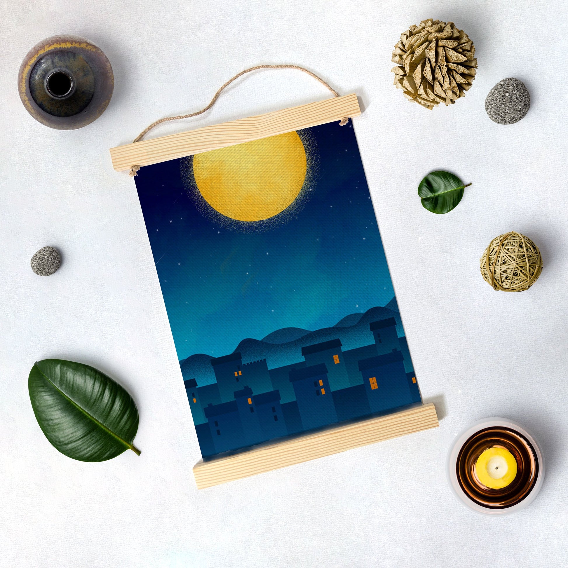 Moon Night Painting Hanging Canvas Painting - Meri Deewar - MeriDeewar