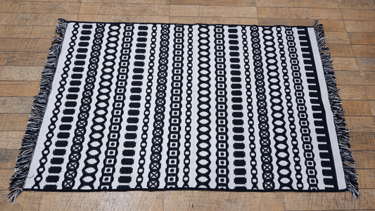 Black Cotton Woven Dhurrie | Decor Accessories - MeriDeewar