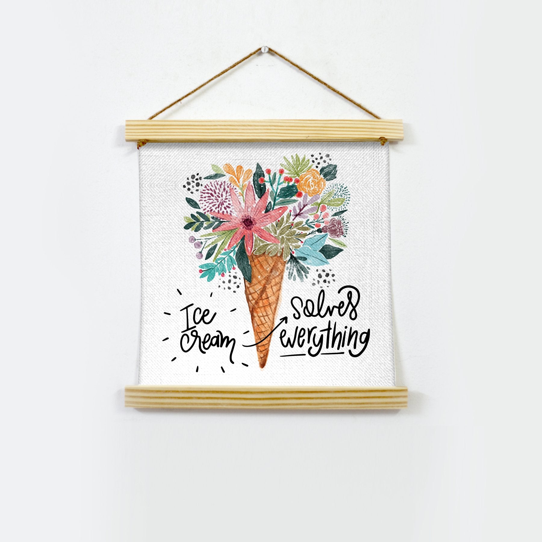 Ice Cream illustration Hanging Canvas Painting - Meri Deewar - MeriDeewar
