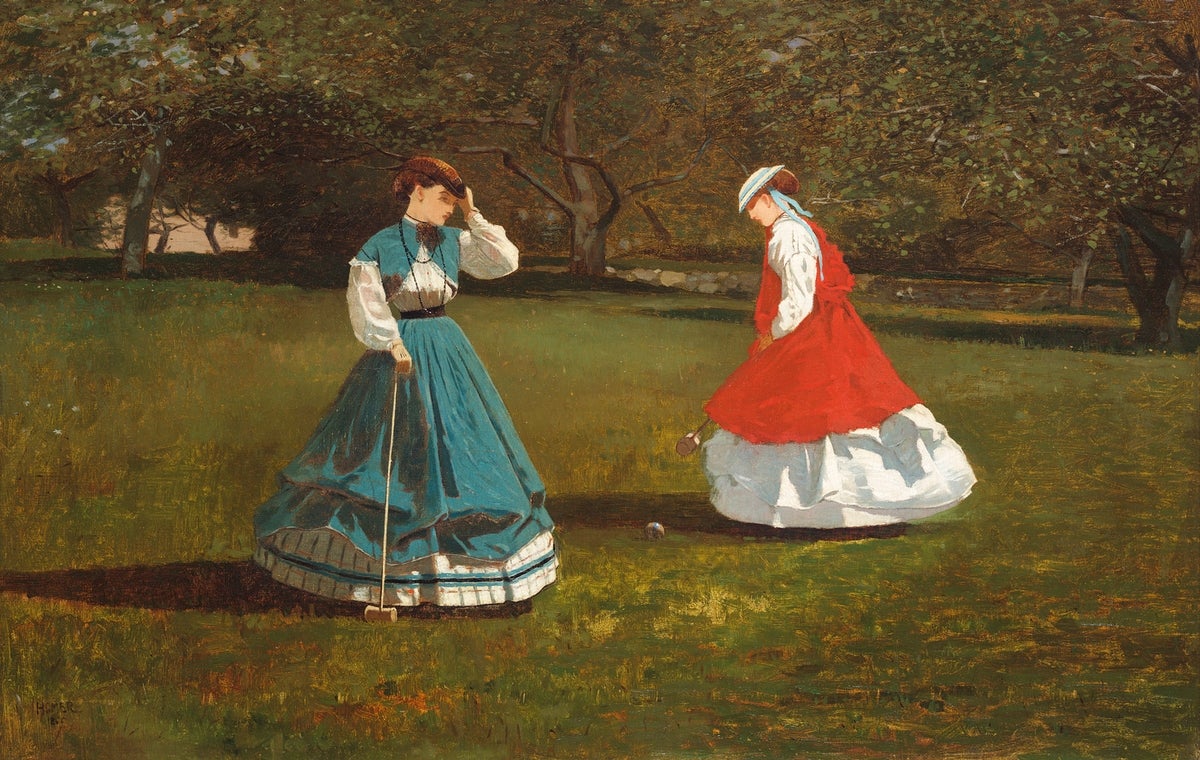 A Game of Croquet painting - Meri Deewar 3 : 2 Horizontal Premium Wall Art Canvas by MeriDeewar