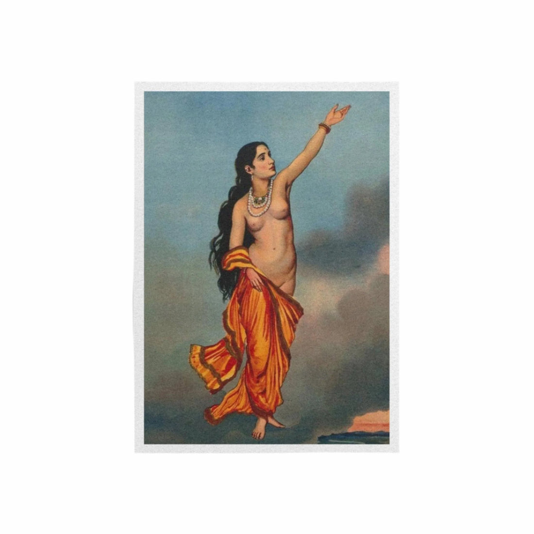 A half naked nymph flying towards the heavens Painting 2 : 3 Vertical Premium Wall Art Canvas by MeriDeewar