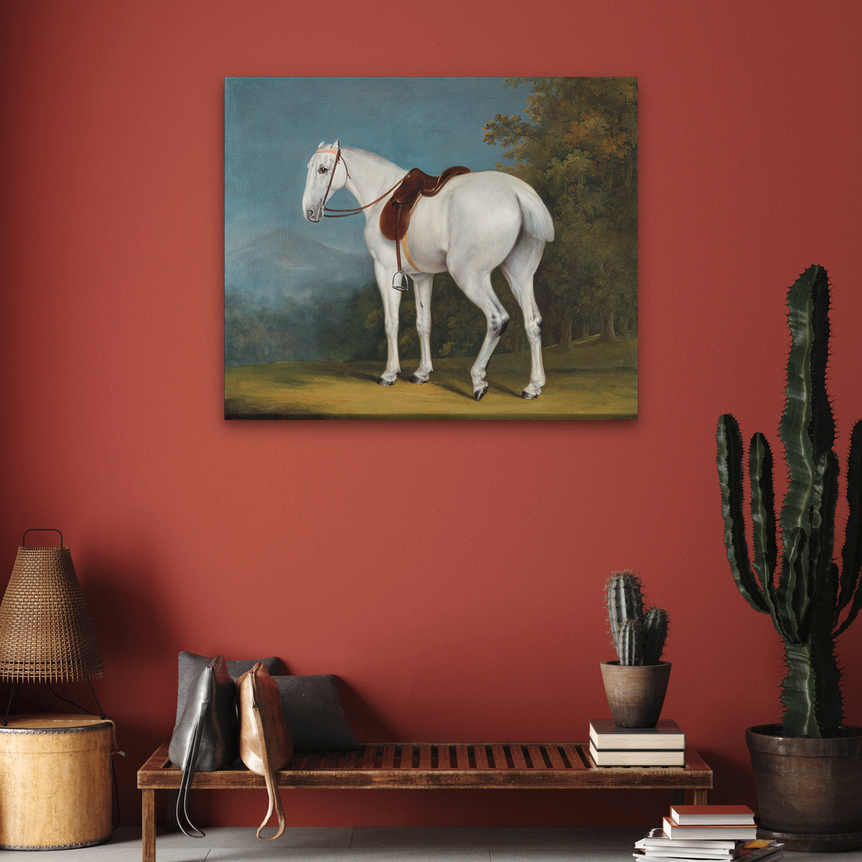 A Lady's Grey Hunter Painting 6 : 5 Horizontal Premium Wall Art Canvas by MeriDeewar