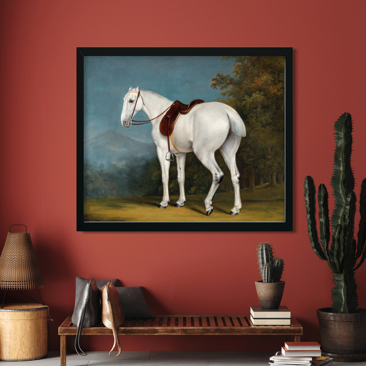 A Lady's Grey Hunter Painting 6 : 5 Horizontal Premium Wall Art Canvas by MeriDeewar