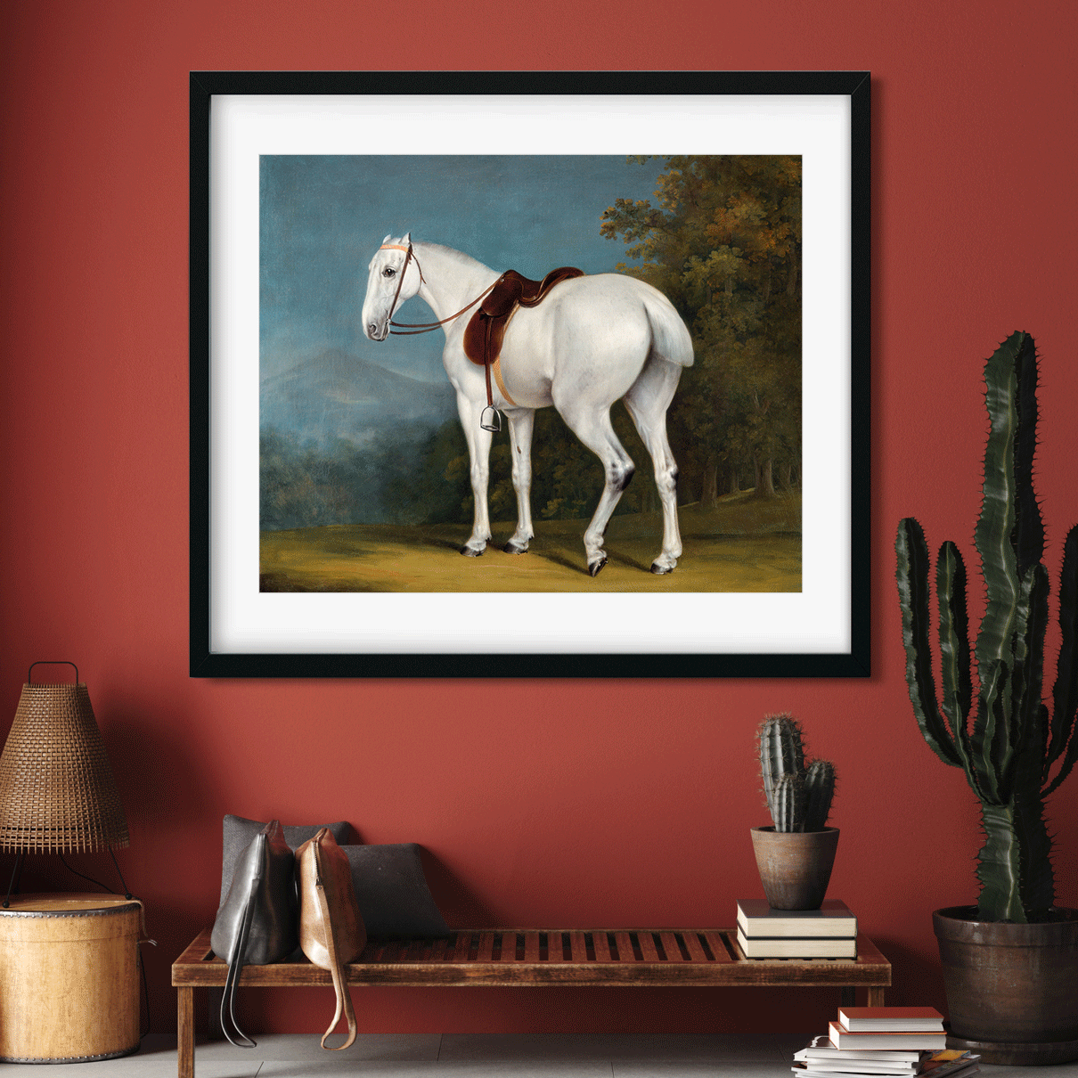 A Lady's Grey Hunter Painting 6 : 5 Horizontal Premium Wall Art Canvas by MeriDeewar