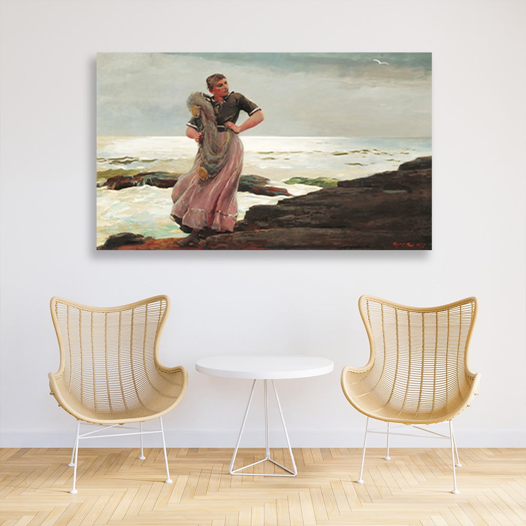 A Light on the Sea painting - Meri Deewar 2 : 1 Horizontal Premium Wall Art Canvas by MeriDeewar