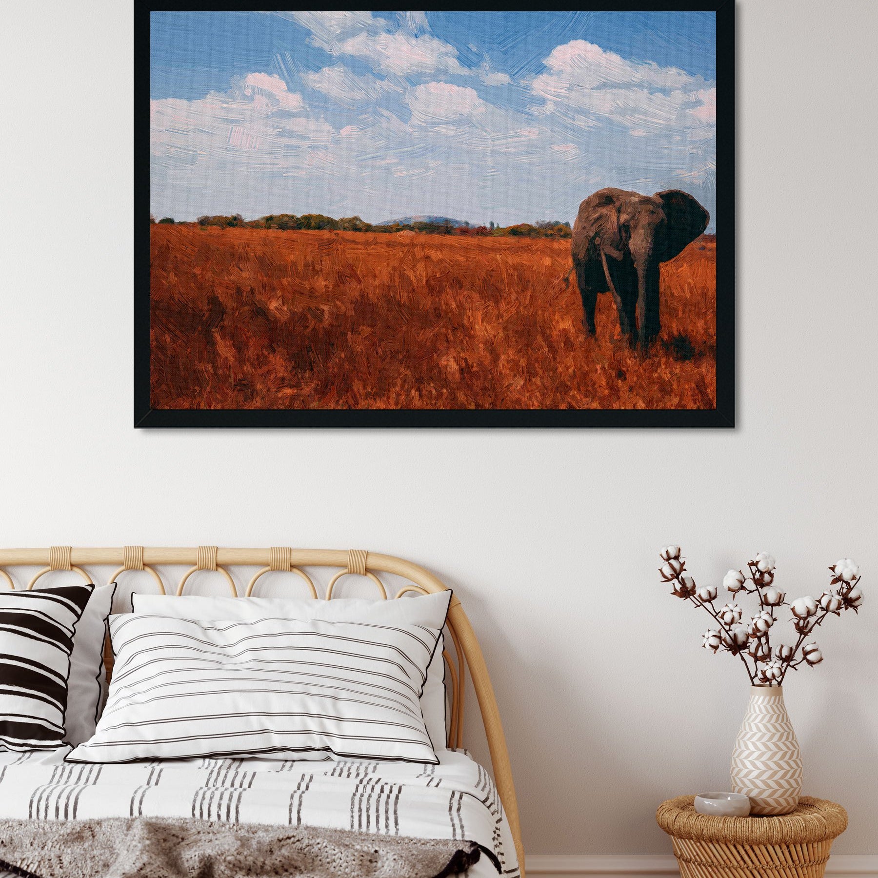 A male Asian elephant Painting - Meri Deewar 3 : 2 Horizontal Premium Wall Art Canvas by MeriDeewar