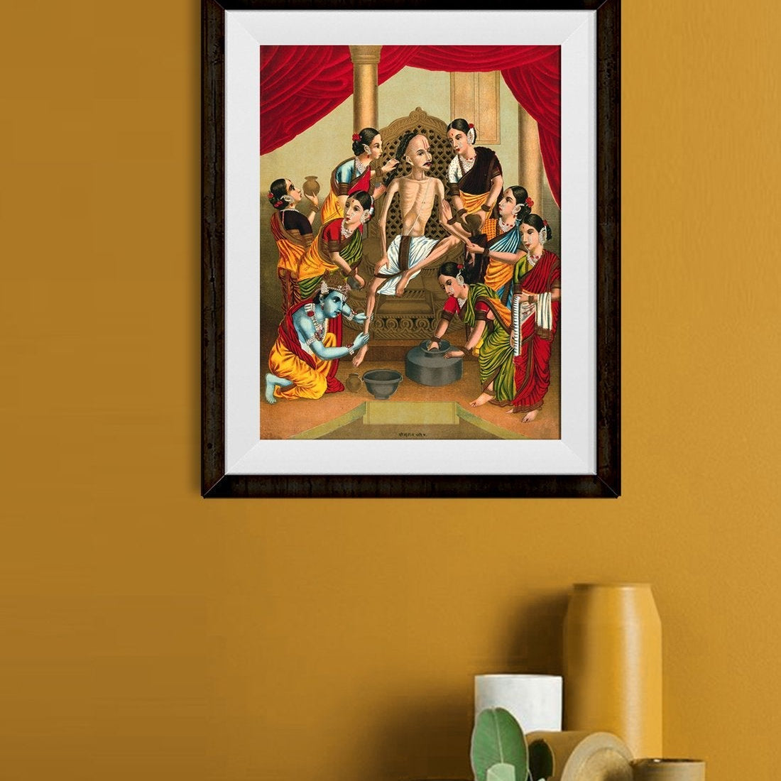 A seven women and Krishna Painting-Meri Deewar 3 : 4 Vertical Premium Wall Art Canvas by MeriDeewar