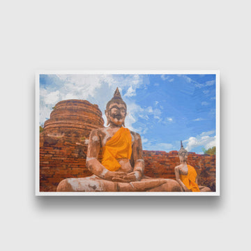 A tall Buddha statue painting - Meri Deewar 3 : 2 Horizontal Premium Wall Art Canvas by MeriDeewar