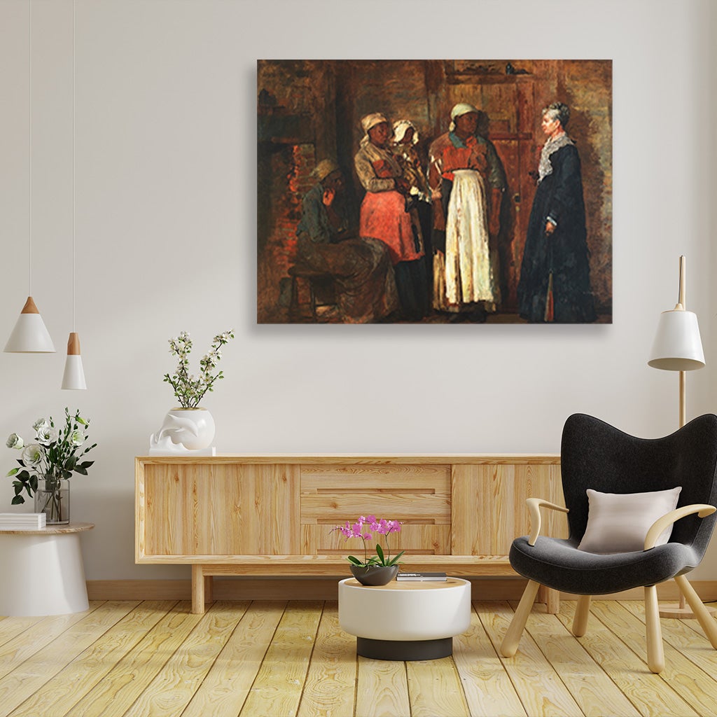 A Visit from the Old Mistress painting - Meri Deewar 4 : 3 Horizontal Premium Wall Art Canvas by MeriDeewar
