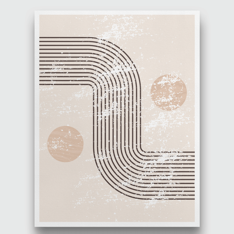 Abstract boho geometric minimal black line beige Paninting 3 : 4 Vertical Premium Wall Art Canvas by MeriDeewar