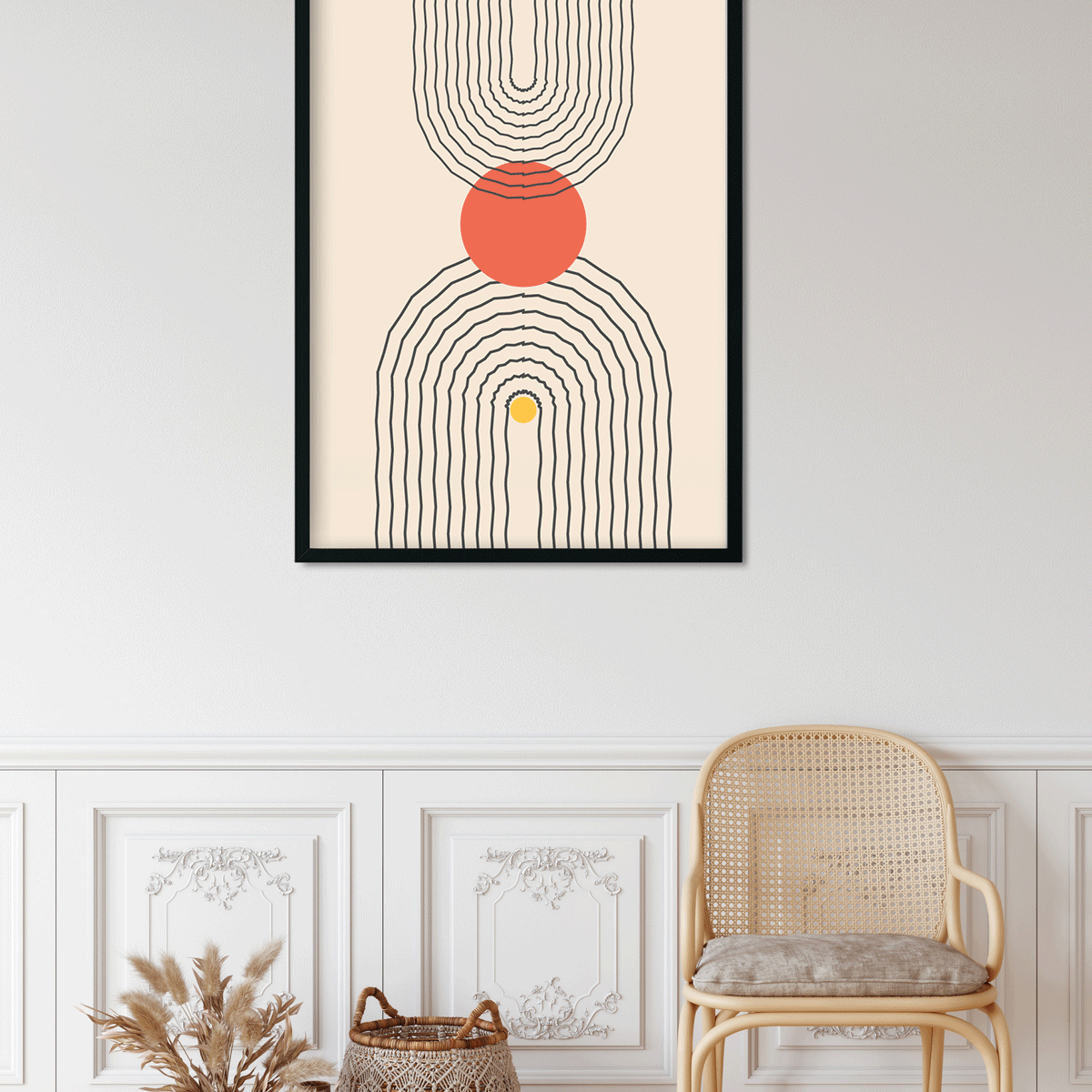 Abstract boho modern Painting 4 X 5.5 Vertical Premium Wall Art Canvas by MeriDeewar