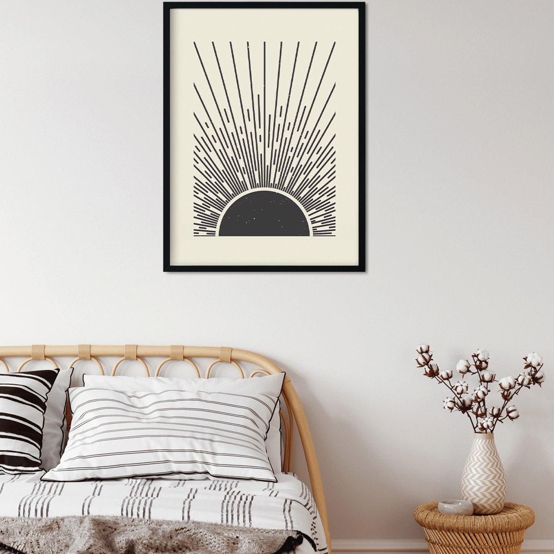 Abstract Boho Sunrise Painting 3 : 4.2 Vertical Premium Wall Art Canvas by MeriDeewar