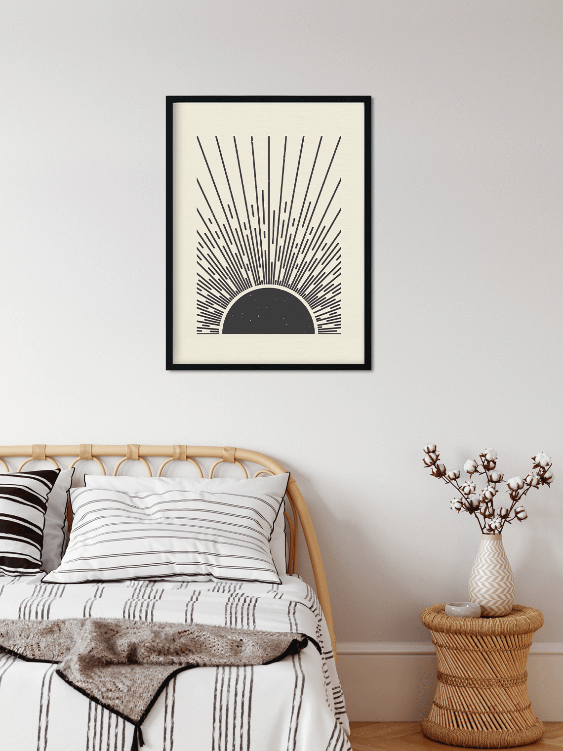 Abstract Boho Sunrise Painting 3 : 4.2 Vertical Premium Wall Art Canvas by MeriDeewar