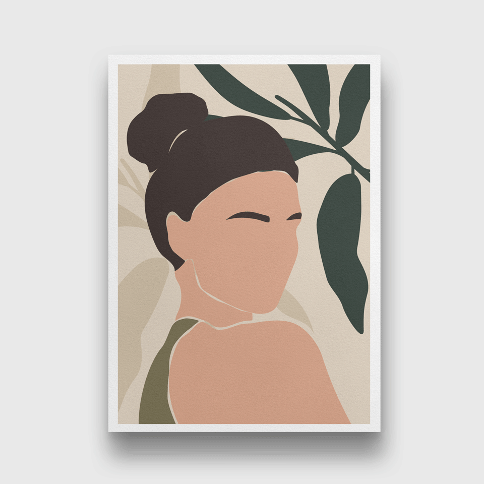 Abstract boho woman face Painting 3 : 4.2 Vertical Premium Wall Art Canvas by MeriDeewar