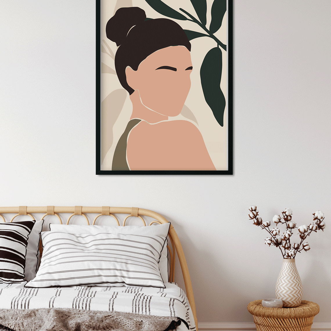 Abstract boho woman face Painting 3 : 4.2 Vertical Premium Wall Art Canvas by MeriDeewar
