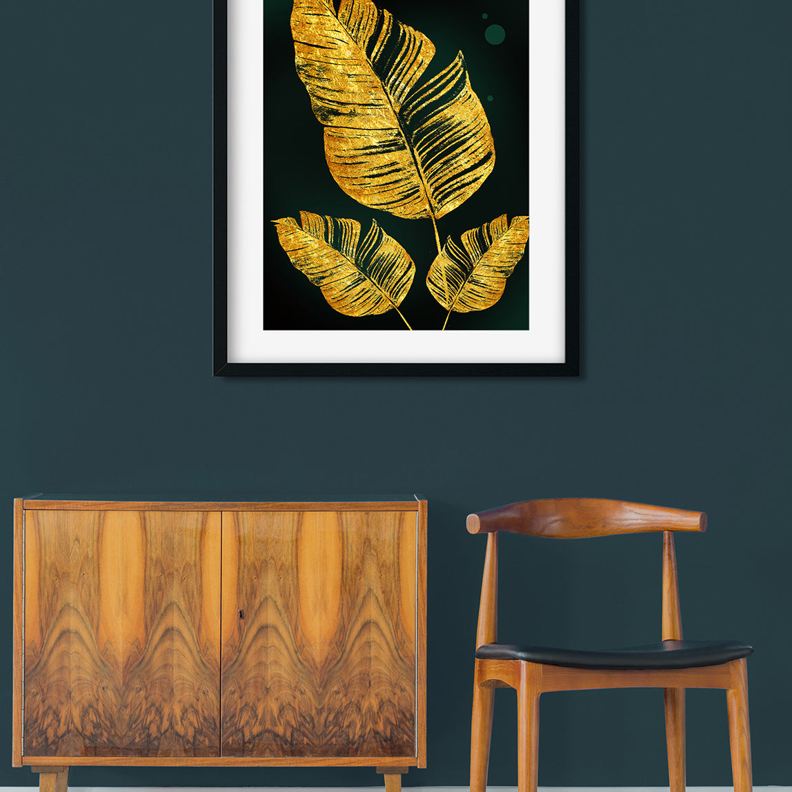 Abstract Golden Leaves Painting 2 : 3 Vertical Premium Wall Art Canvas by MeriDeewar
