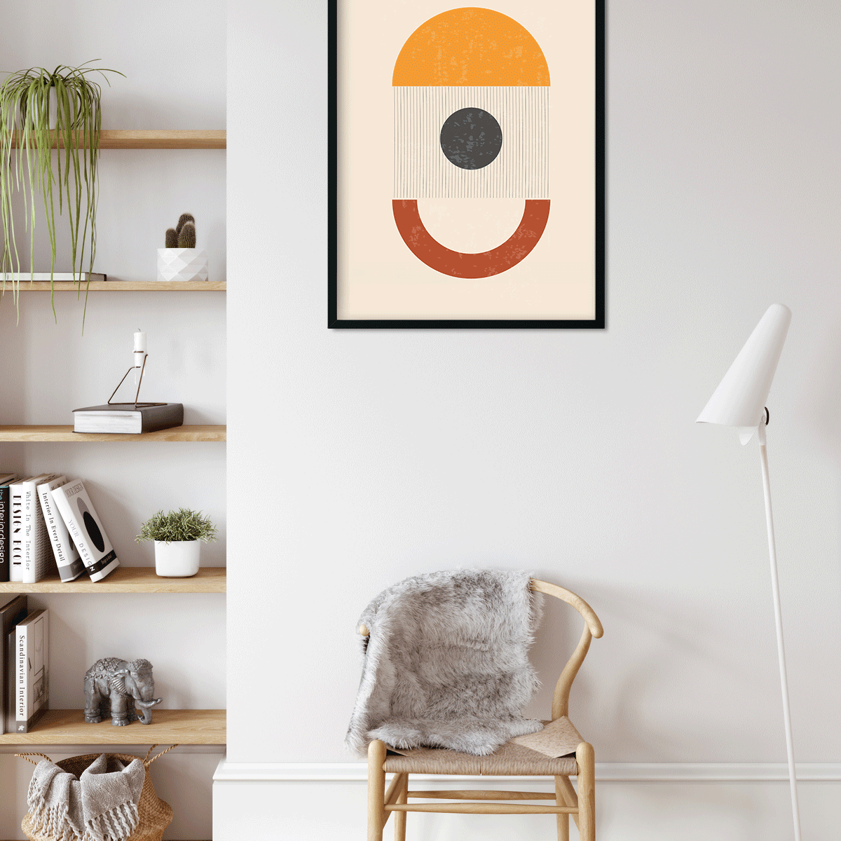 Abstract minimalist modern poster boho Painting 4 X 5.5 Vertical Premium Wall Art Canvas by MeriDeewar