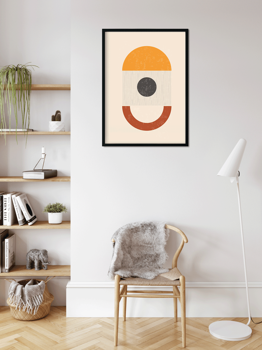 Abstract minimalist modern poster boho Painting 4 X 5.5 Vertical Premium Wall Art Canvas by MeriDeewar