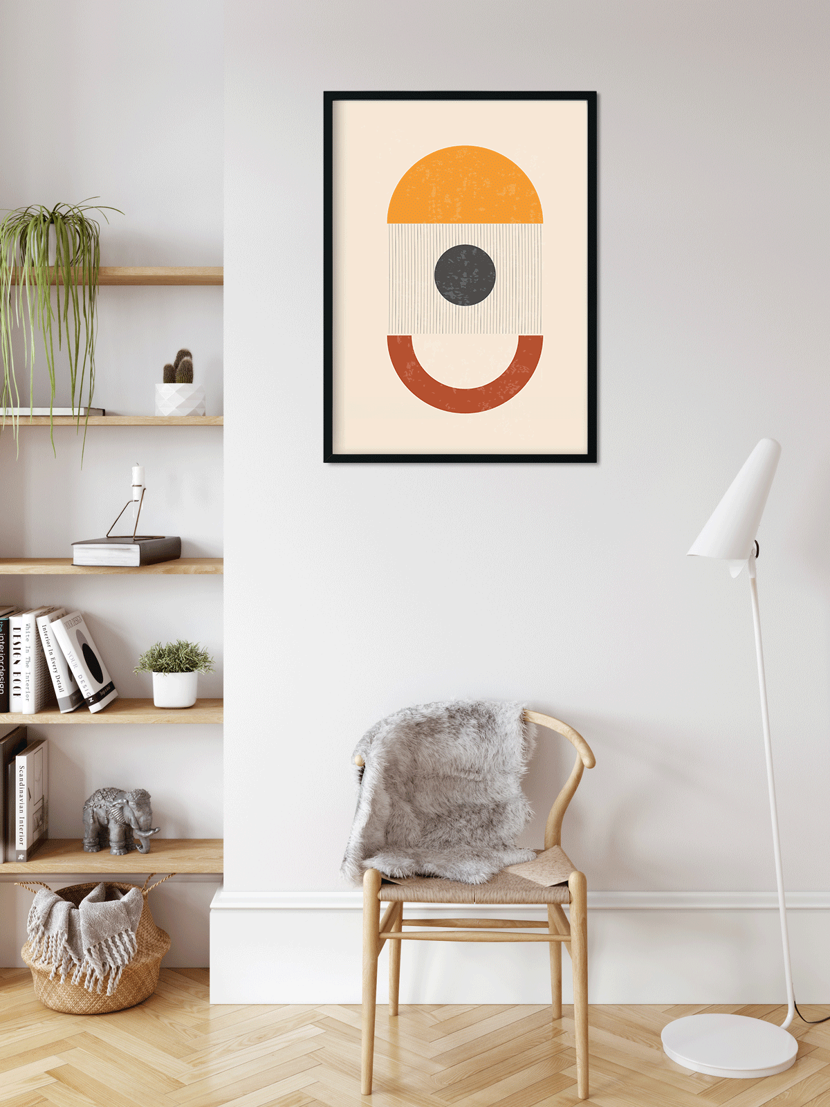 Abstract minimalist modern poster boho Painting 4 X 5.5 Vertical Premium Wall Art Canvas by MeriDeewar