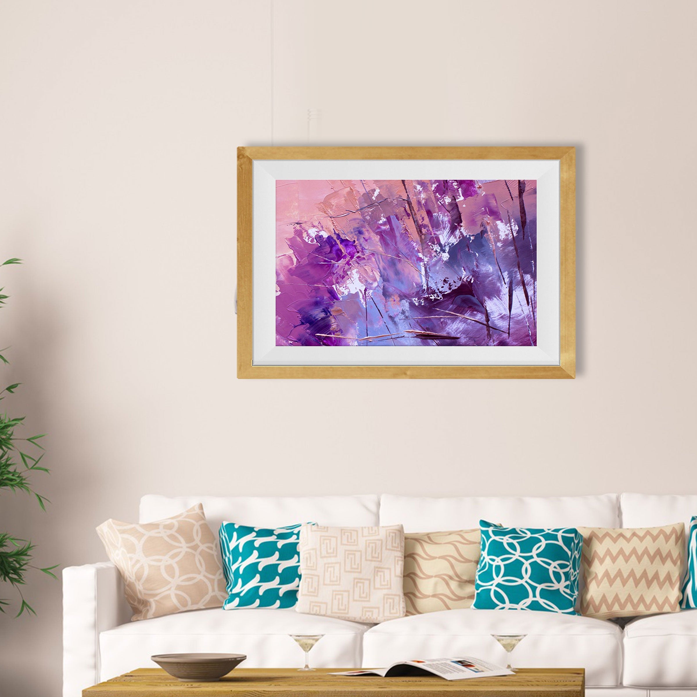Abstract Painting Purple 3 : 2 Horizontal Premium Wall Art Canvas by MeriDeewar