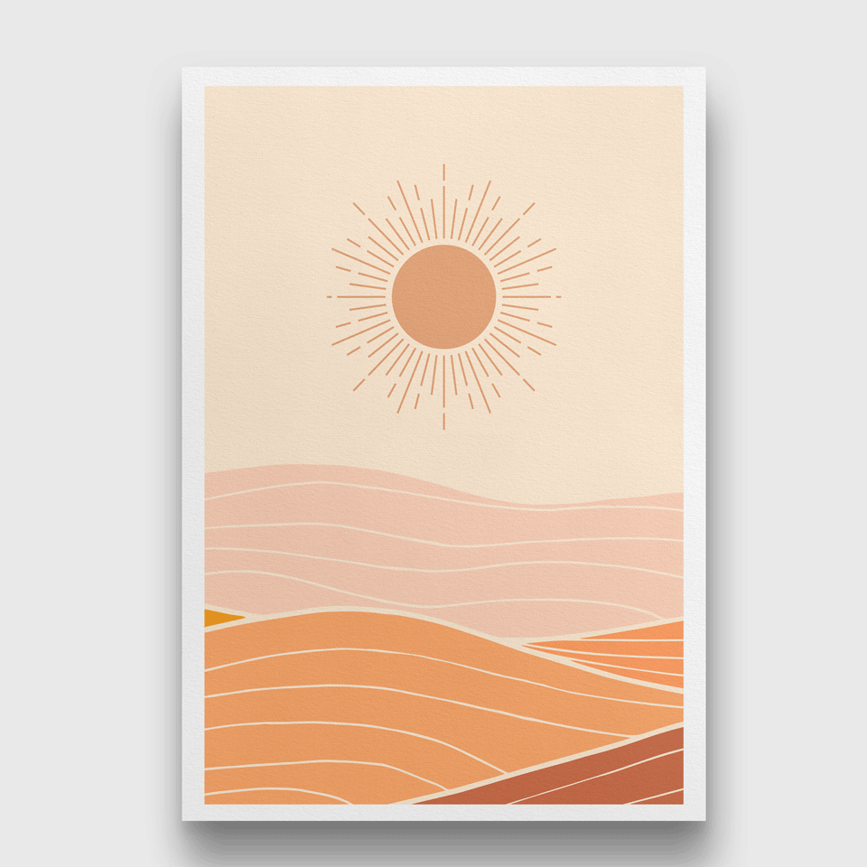 Abstract Sun Landscape Painting 2 : 3 Vertical Premium Wall Art Canvas by MeriDeewar