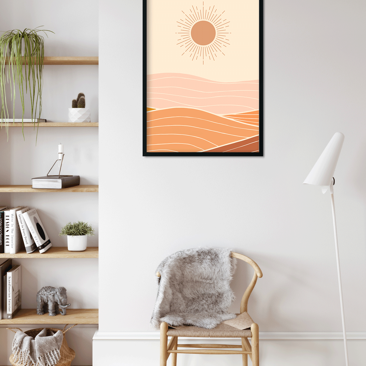 Abstract Sun Landscape Painting 2 : 3 Vertical Premium Wall Art Canvas by MeriDeewar