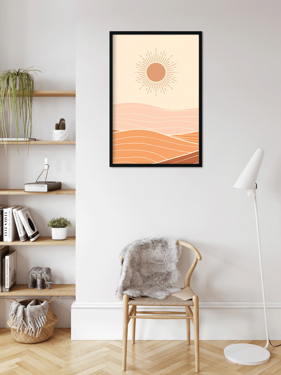 Abstract Sun Landscape Painting 2 : 3 Vertical Premium Wall Art Canvas by MeriDeewar