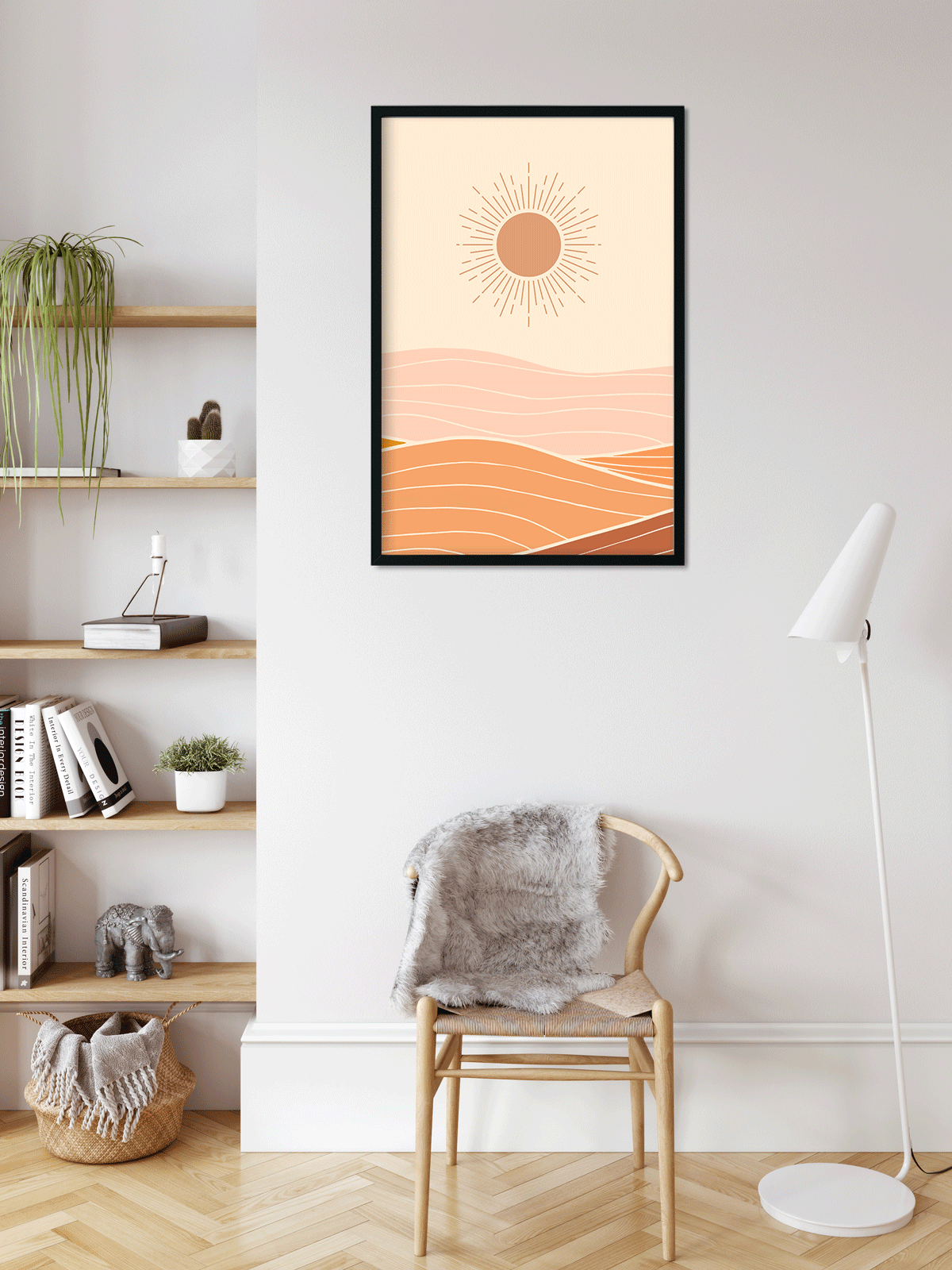 Abstract Sun Landscape Painting 2 : 3 Vertical Premium Wall Art Canvas by MeriDeewar