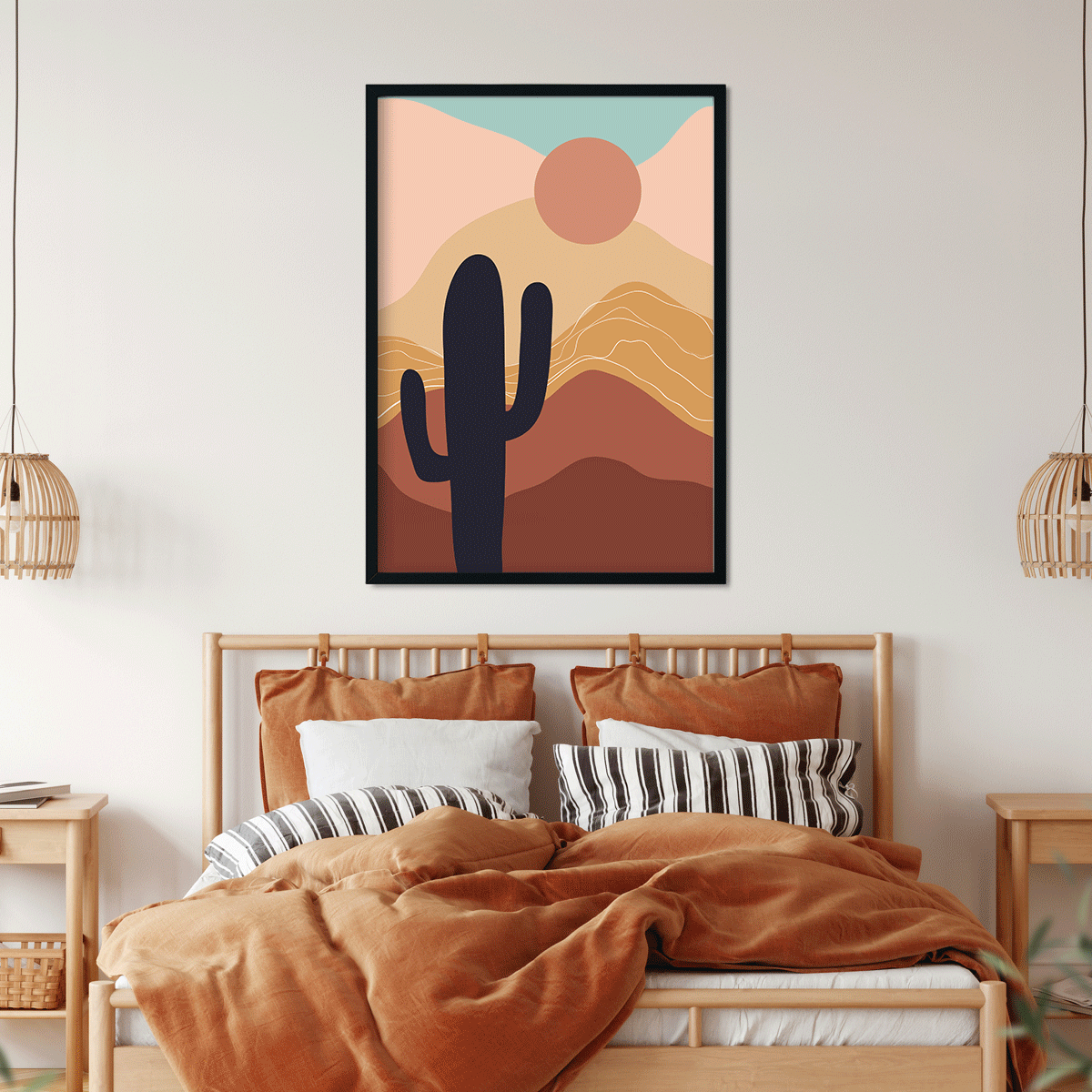 Abstract wall art set with landscape dessert Painting 3 : 4.2 Vertical Premium Wall Art Canvas by MeriDeewar