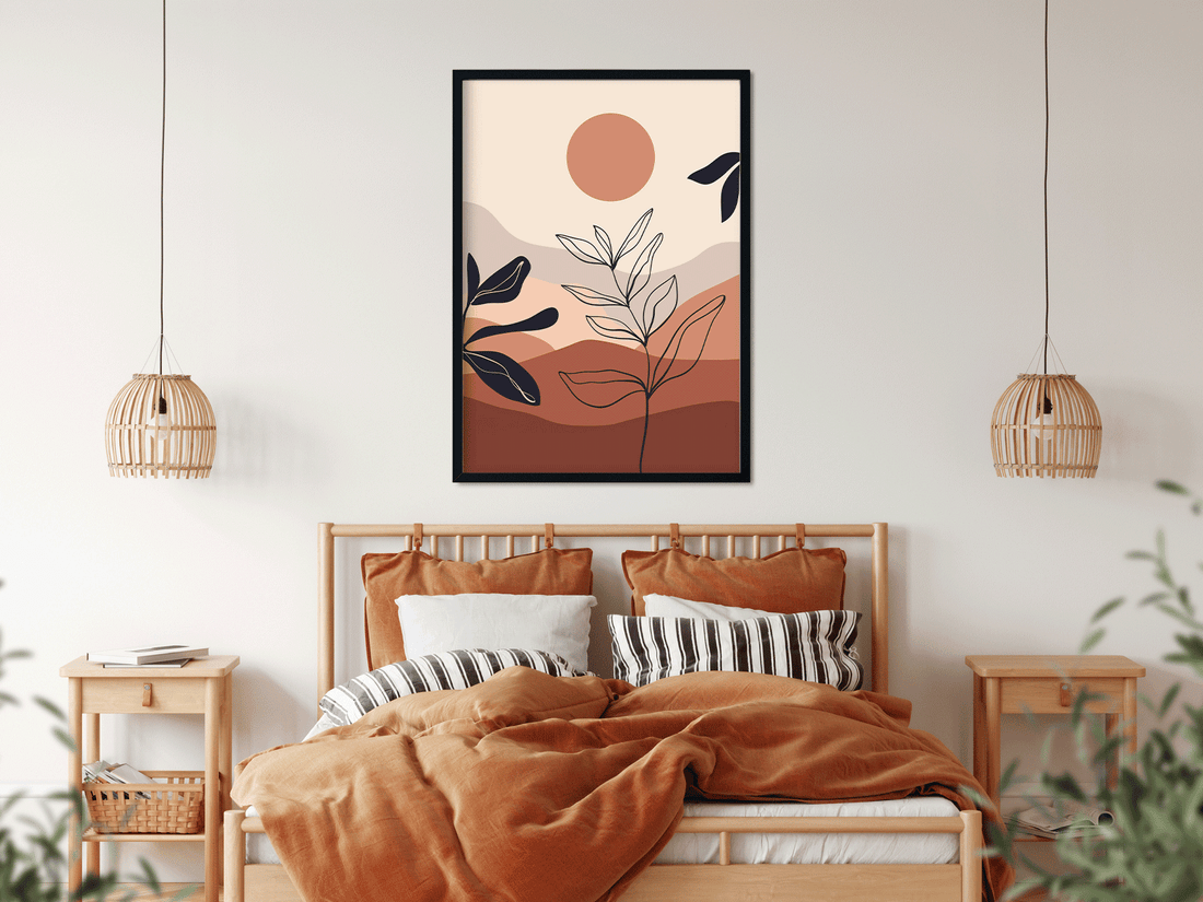 Abstract wall art set with landscape dessert plants contemporary Painting 3 : 4.2 Vertical Premium Wall Art Canvas by MeriDeewar