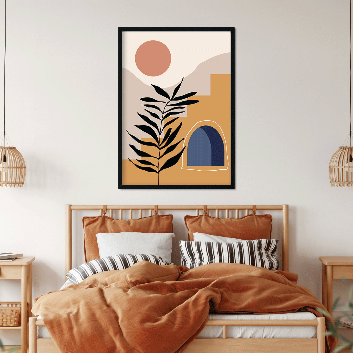 Abstract wall art set with landscape dessert plants Painting 3 : 4.2 Vertical Premium Wall Art Canvas by MeriDeewar