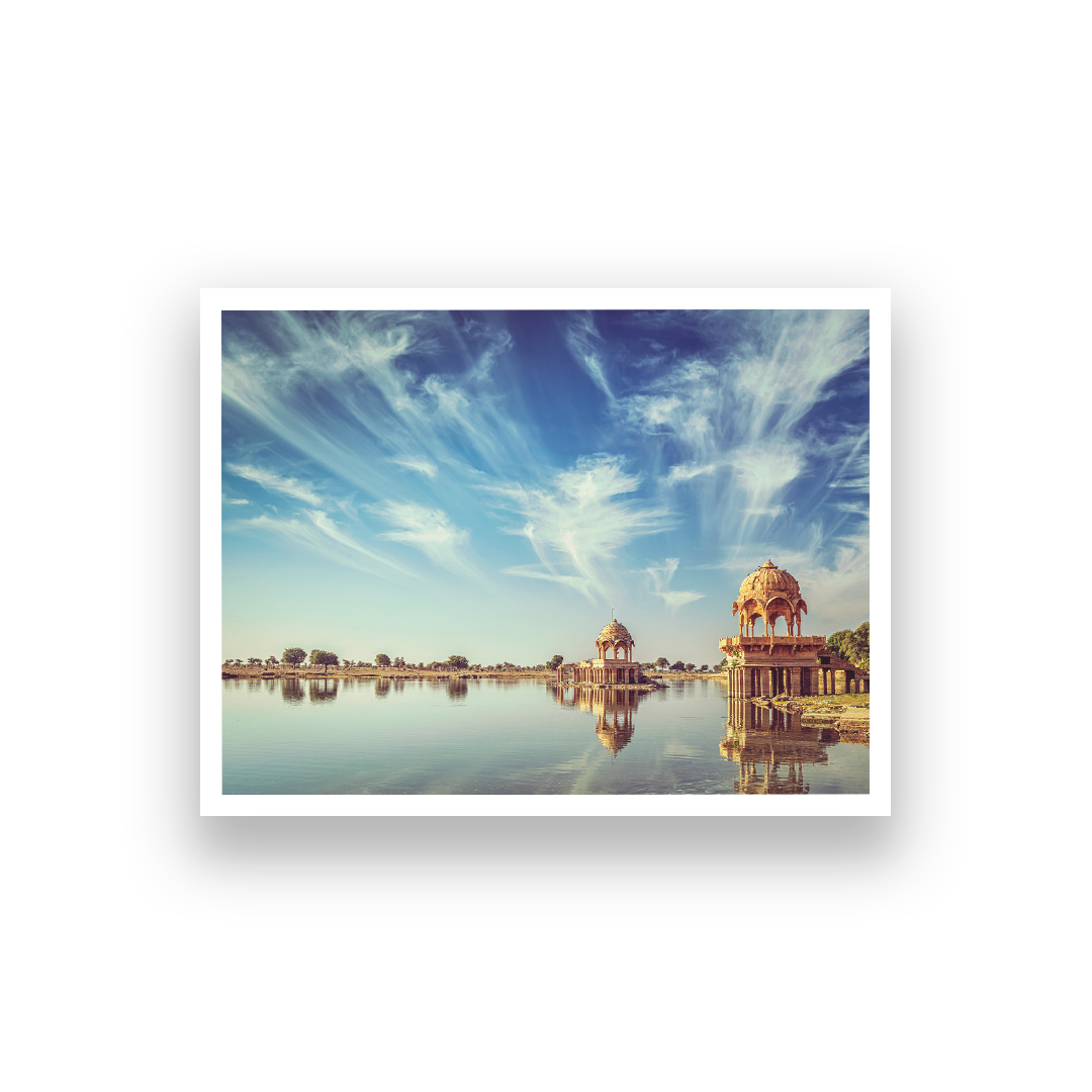 Adi Sagar Lake Jaisalmer Painting 3 : 2 Horizontal Premium Wall Art Canvas by MeriDeewar