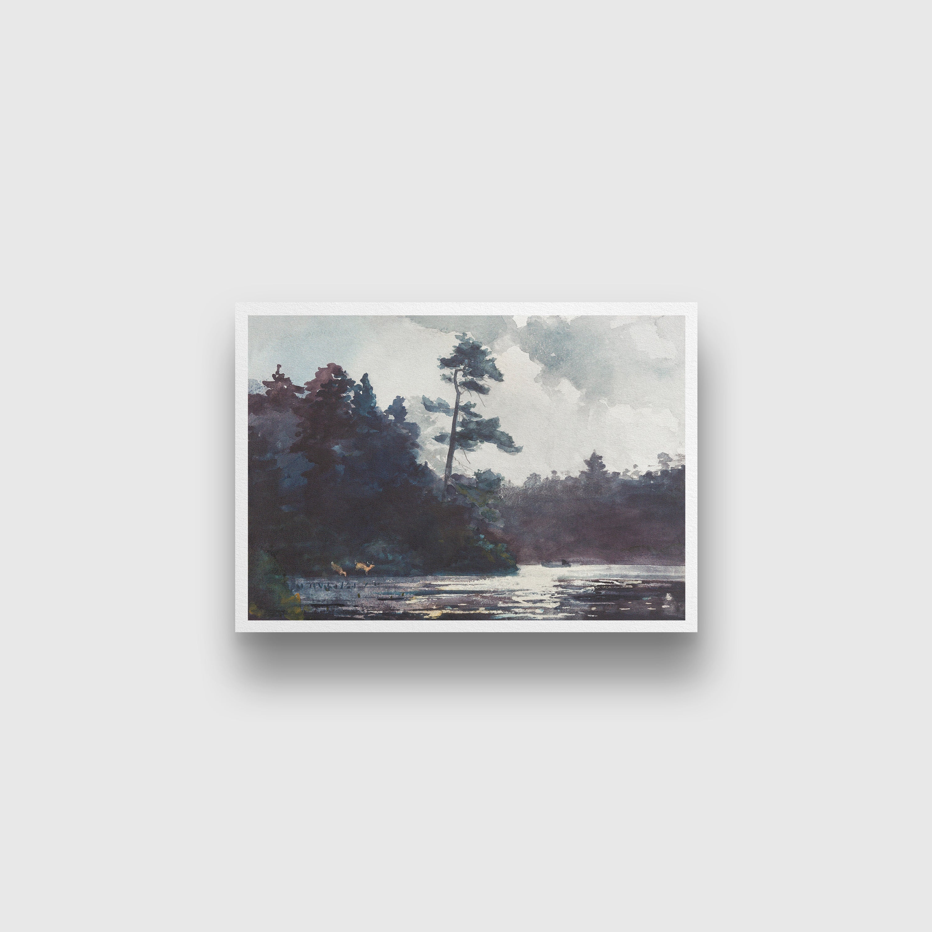 Adirondack Lake painting - Meri Deewar 3 : 2 Horizontal Premium Wall Art Canvas by MeriDeewar