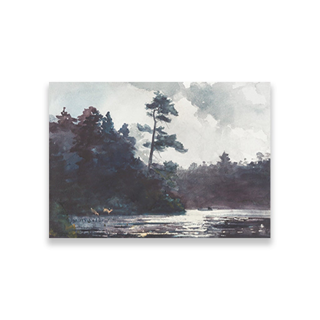 Adirondack Lake painting - Meri Deewar 3 : 2 Horizontal Premium Wall Art Canvas by MeriDeewar