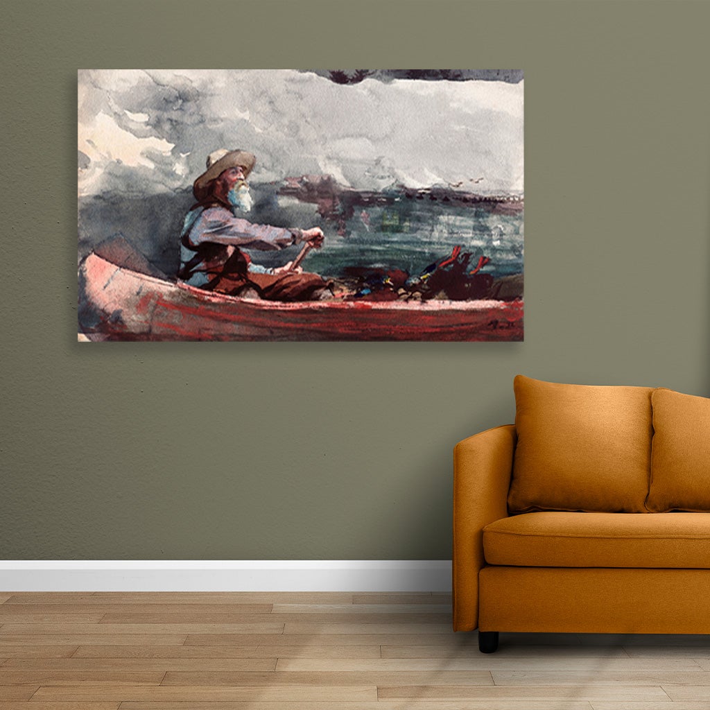 Adirondacks Guide painting - Meri Deewar 3 : 2 Horizontal Premium Wall Art Canvas by MeriDeewar