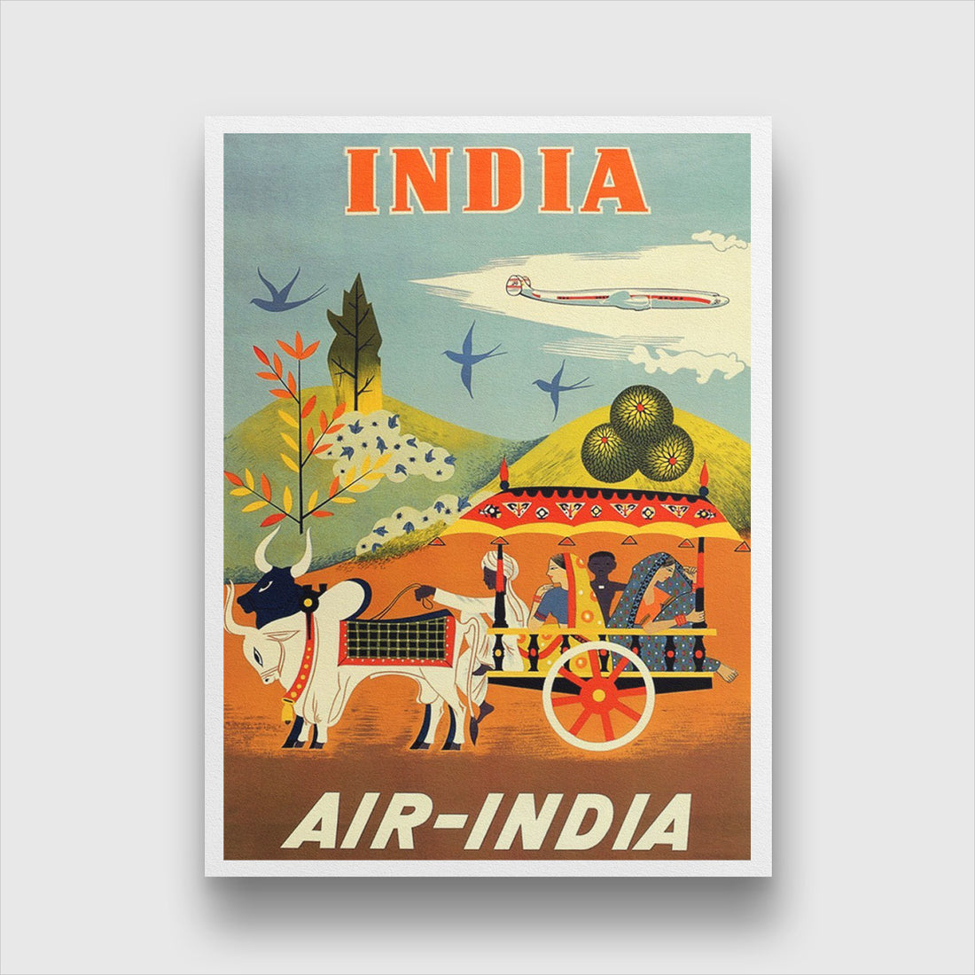 Air India Travel Poster 3 : 4 Vertical Premium Wall Art Canvas by MeriDeewar