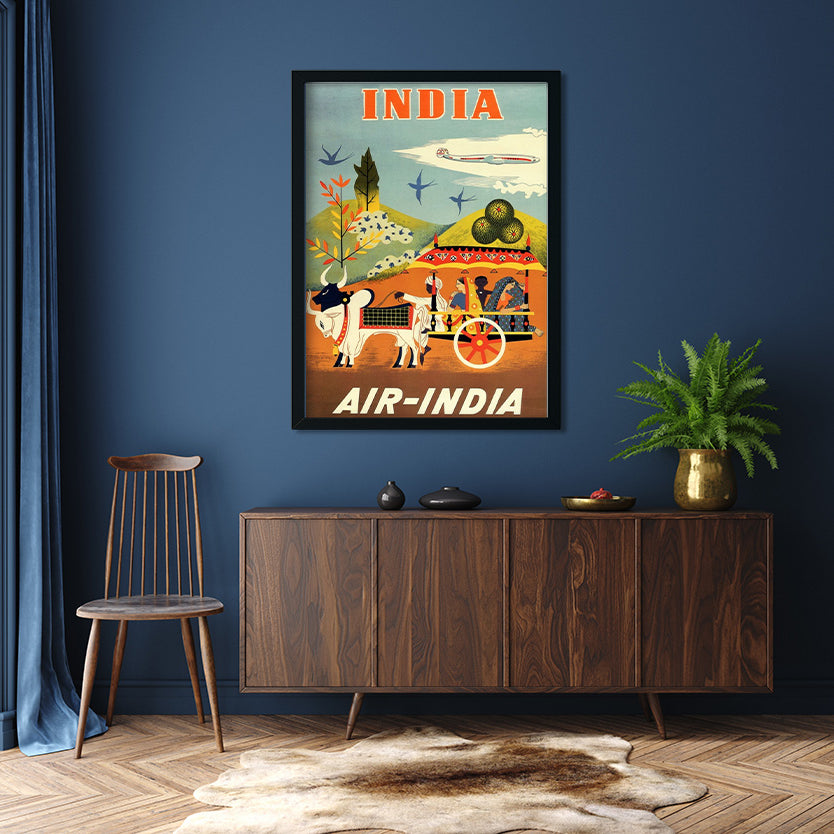 Air India Travel Poster 3 : 4 Vertical Premium Wall Art Canvas by MeriDeewar