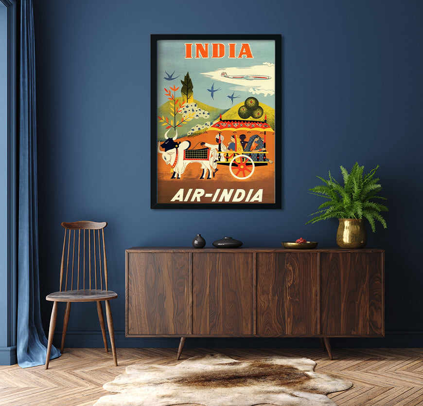 Air India Travel Poster 3 : 4 Vertical Premium Wall Art Canvas by MeriDeewar