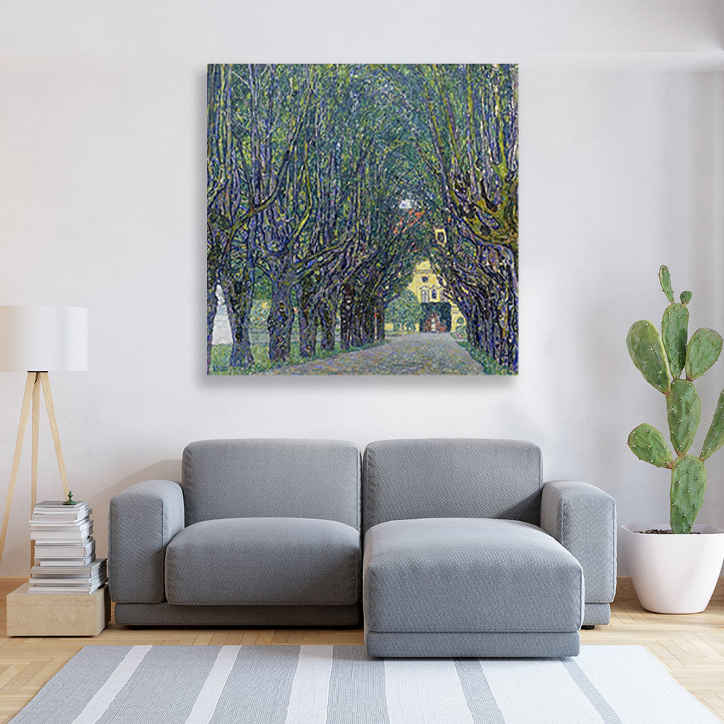 Allee at Schloss Kammer painting 1 : 1 Square Premium Wall Art Canvas by MeriDeewar
