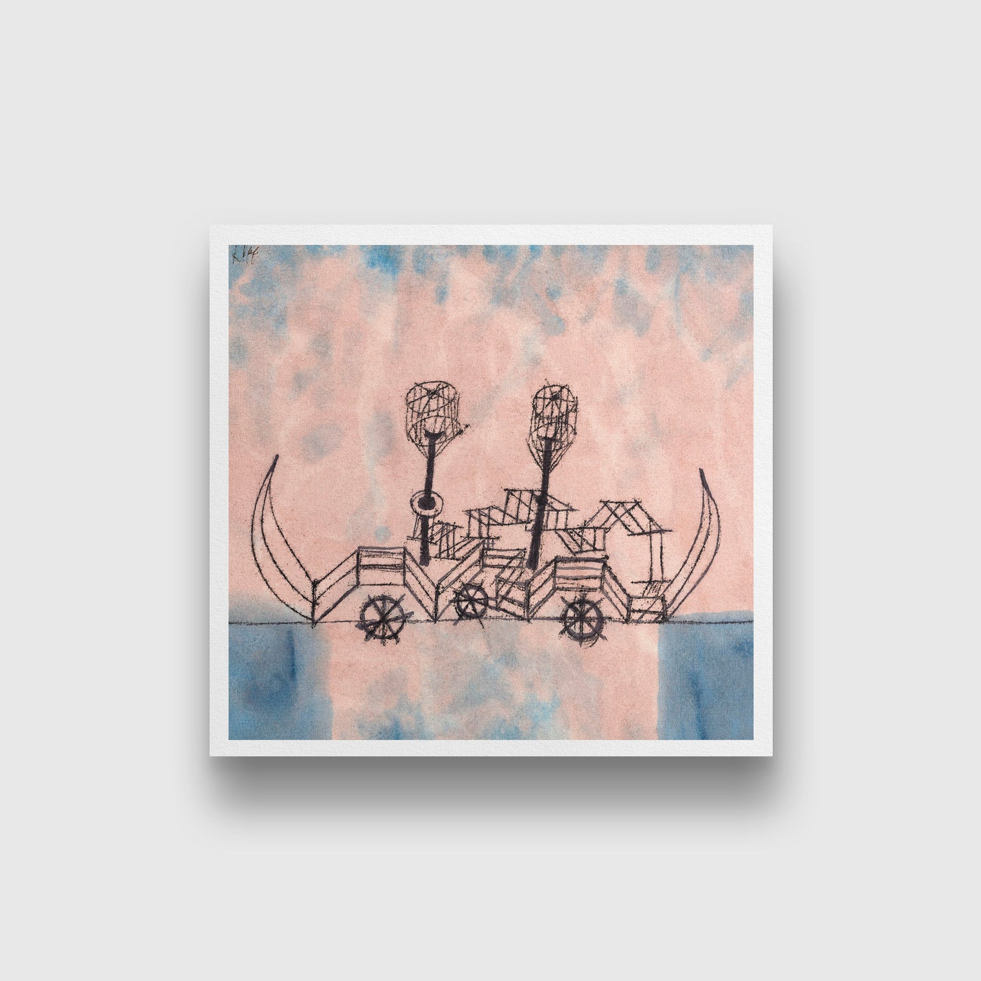 Alter Dampfer painting - Meri Deewar 1 : 1 Square Premium Wall Art Canvas by MeriDeewar