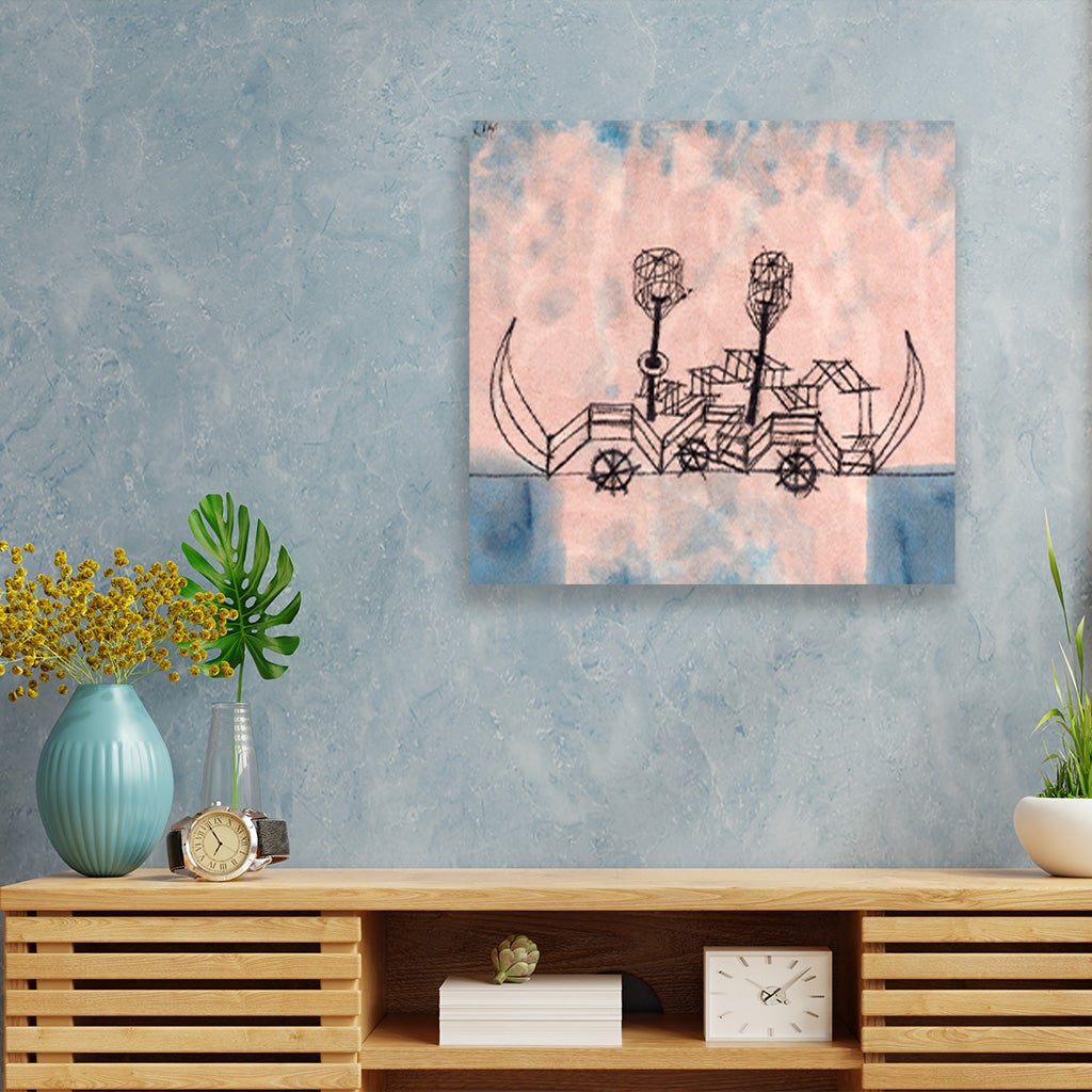 Alter Dampfer painting - Meri Deewar 1 : 1 Square Premium Wall Art Canvas by MeriDeewar