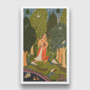 Amaruśatakam Painting 1 : 2 Vertical Premium Wall Art Canvas by MeriDeewar