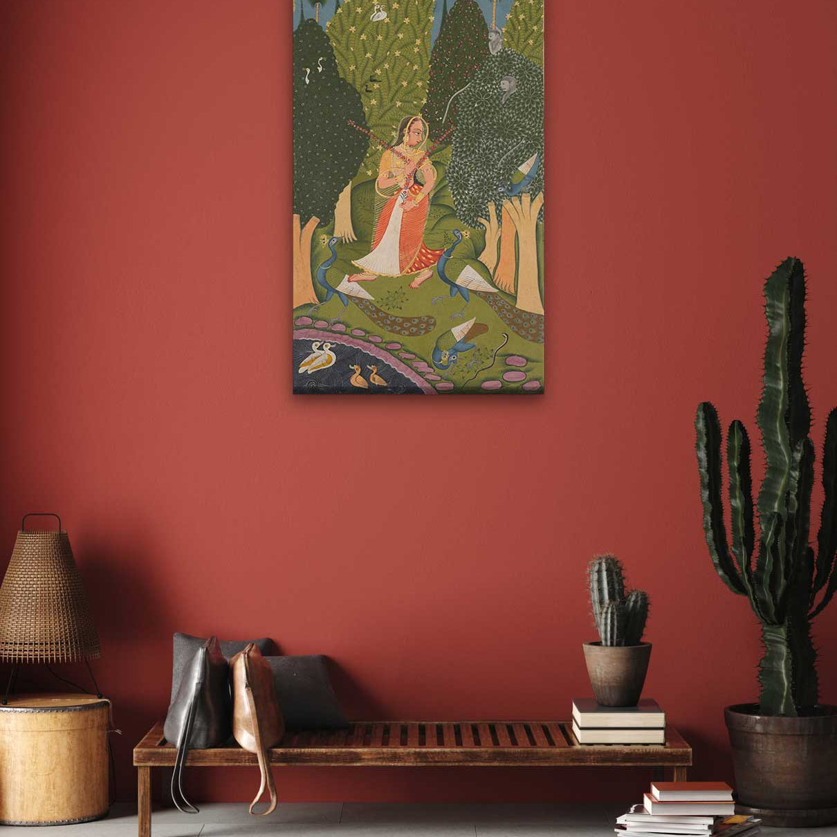 Amaruśatakam Painting 1 : 2 Vertical Premium Wall Art Canvas by MeriDeewar