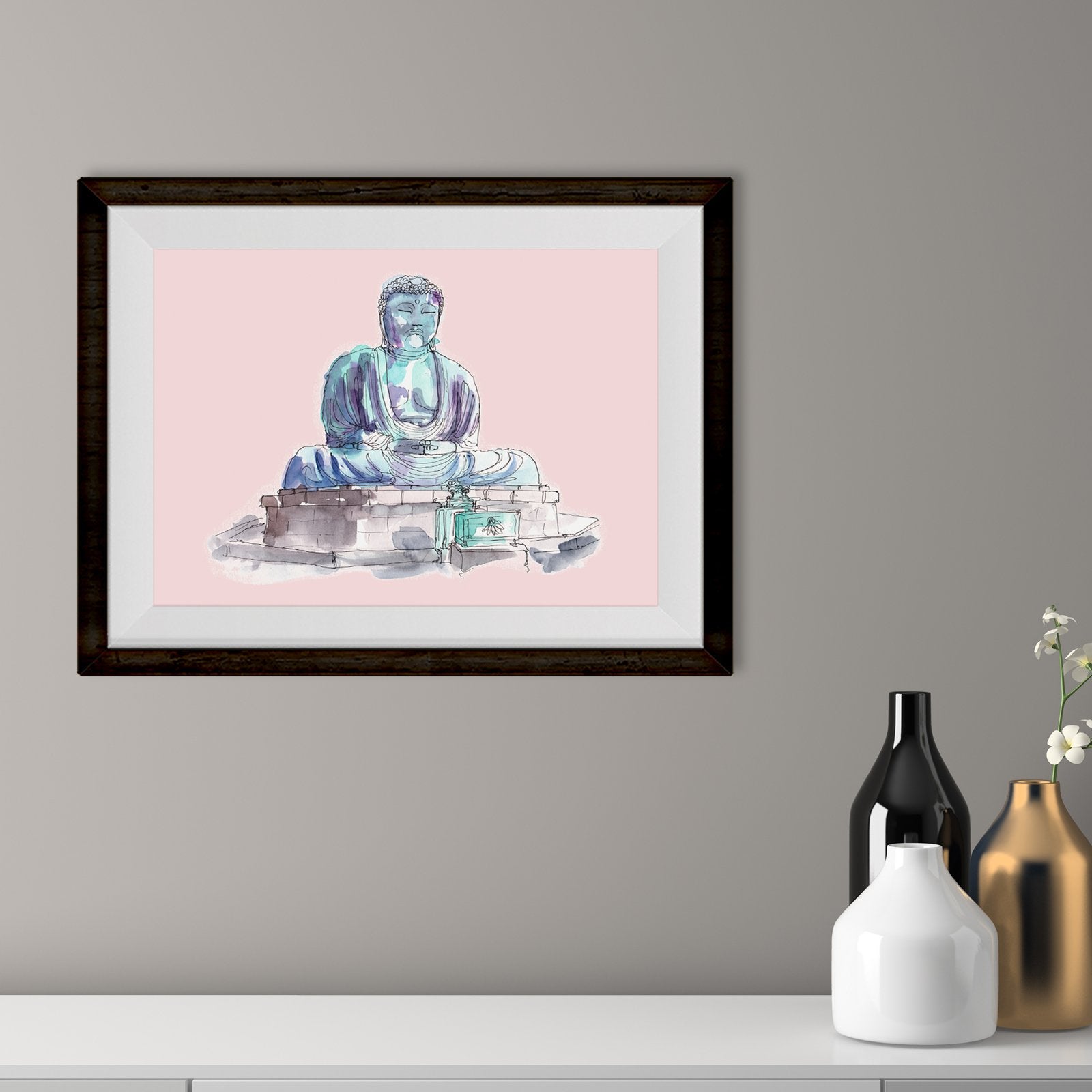 Amida Buddha Illustration Painting-Meri Deewar 3 : 2 Horizontal Premium Wall Art Canvas by MeriDeewar