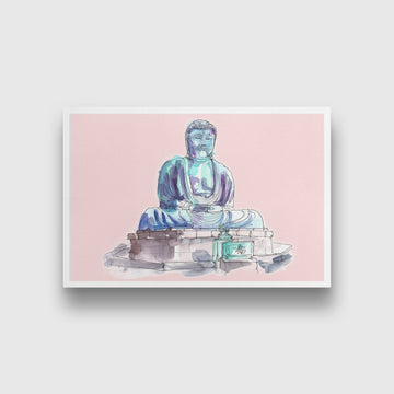 Amida Buddha Illustration Painting-Meri Deewar 3 : 2 Horizontal Premium Wall Art Canvas by MeriDeewar