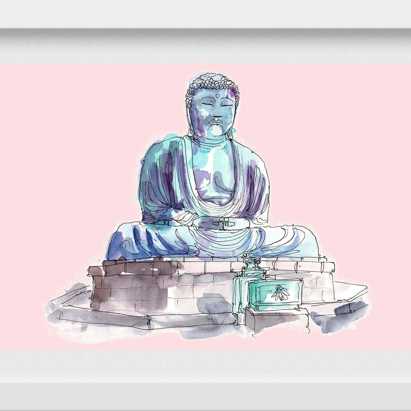 Amida Buddha Illustration Painting-Meri Deewar 3 : 2 Horizontal Premium Wall Art Canvas by MeriDeewar