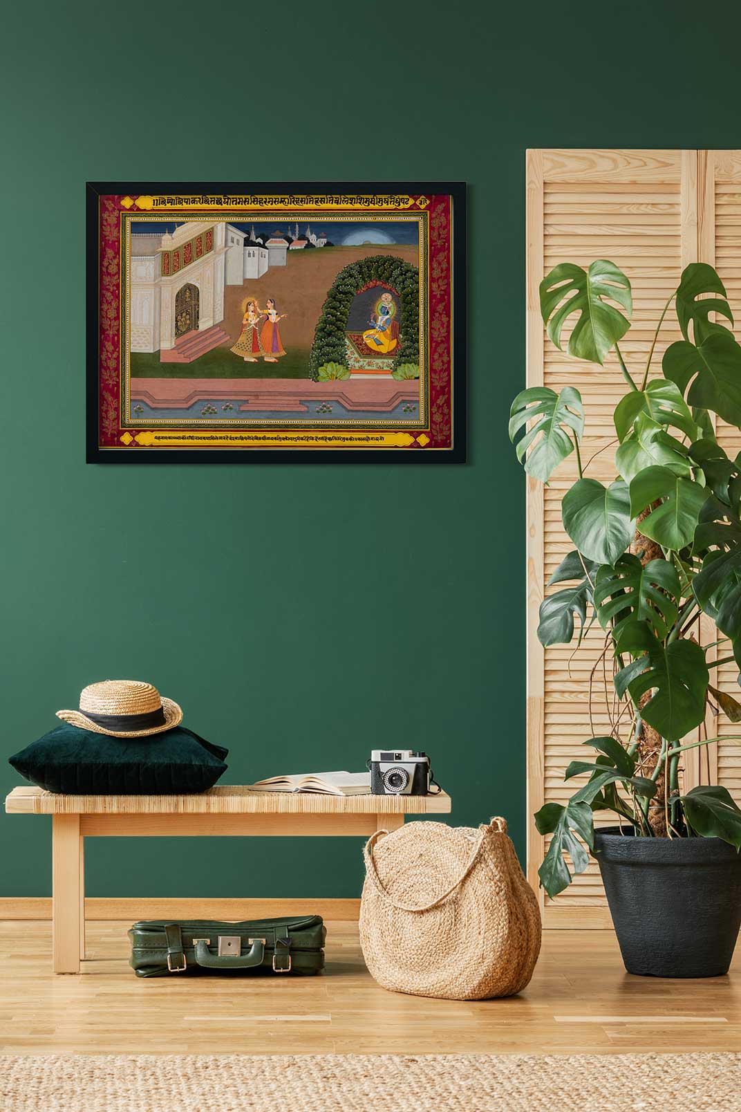 An Attendant Brings Radha To Krishna Painting 3 : 2 Horizontal Premium Wall Art Canvas by MeriDeewar