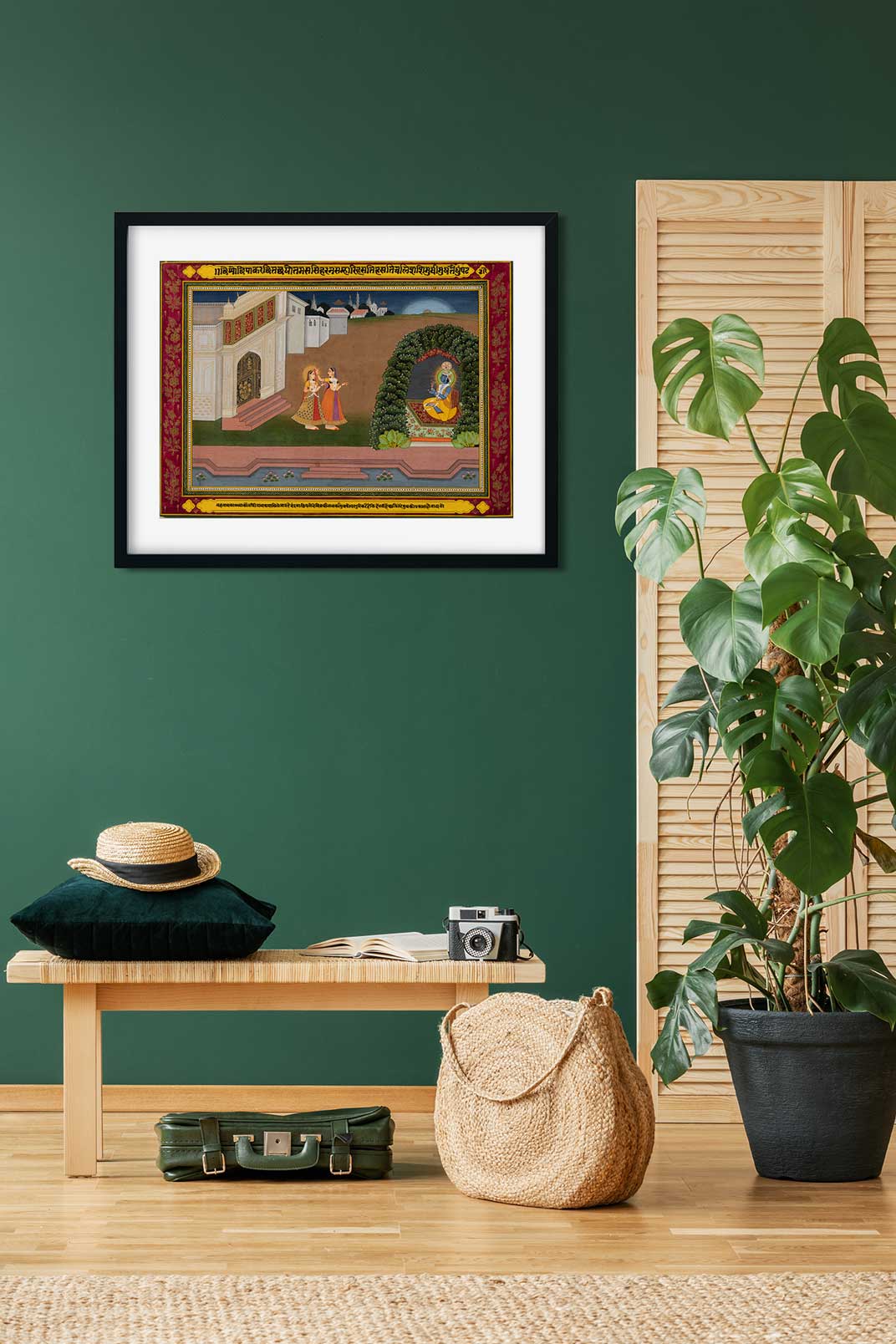 An Attendant Brings Radha To Krishna Painting 3 : 2 Horizontal Premium Wall Art Canvas by MeriDeewar