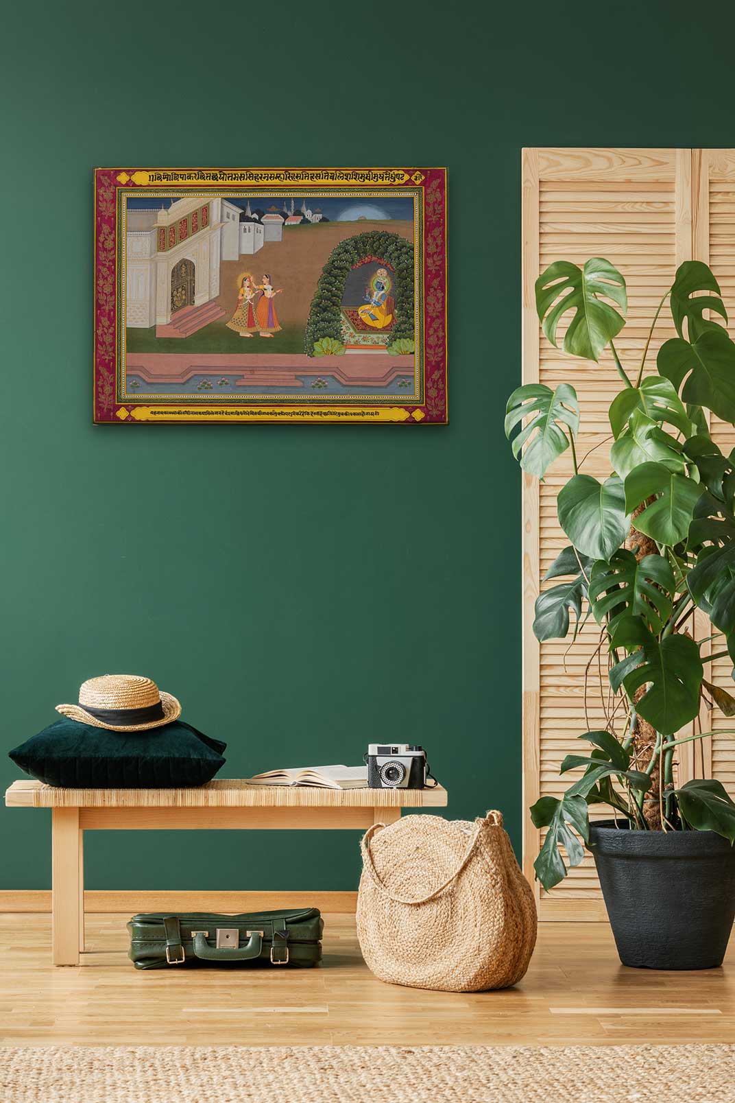 An Attendant Brings Radha To Krishna Painting 3 : 2 Horizontal Premium Wall Art Canvas by MeriDeewar