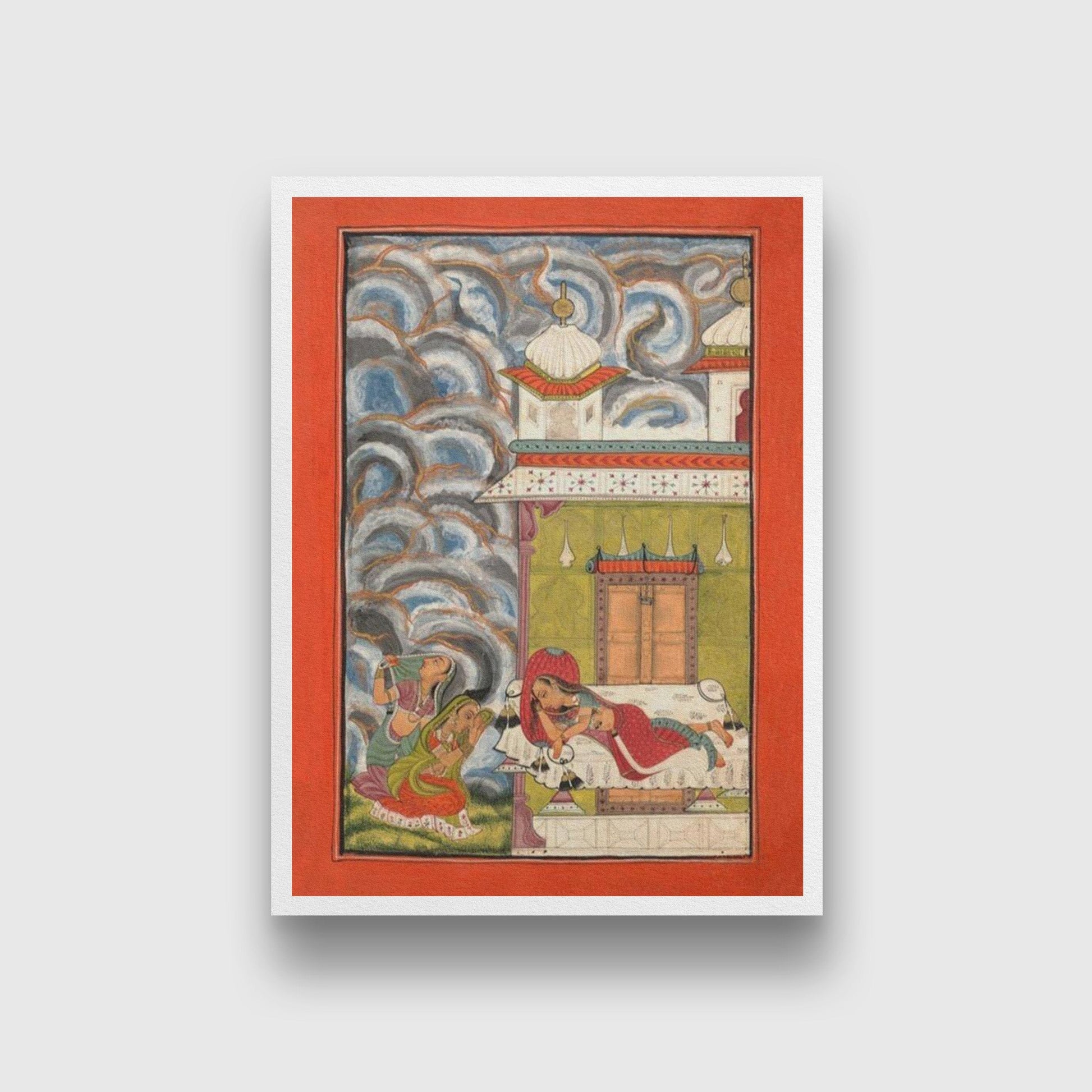 Andhrayaki-Ragini--Folio-from-a-ragamala-series Painting-Meri Deewar 3 : 4 Vertical Premium Wall Art Canvas by MeriDeewar
